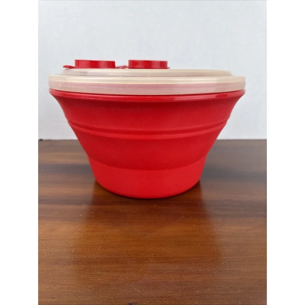 Pampered Chef Family-Size Collapsible Microwave Popcorn Maker Red‎ Popper 1457 - Picture 3 of 6